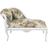 Casa Padrino Barock Kinder Chaiselongue Blumen Muster / Antik Weiss - Recamiere Barock Möbel Kindersofa