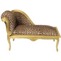 Casa Padrino Barock Kinder Chaiselongue Leopard / Gold - Recamiere Barock Möbel Kindersofa
