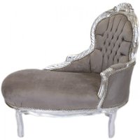 Casa Padrino Barock Kinder Chaiselongue Grau / Silber Mod2 - Barock Möbel