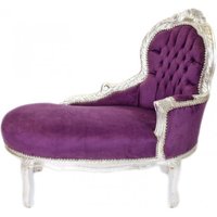 Casa Padrino Barock Kinder Chaiselongue Lila / Silber Mod2 - Barock Möbel