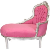 Casa Padrino Barock Kinder Chaiselongue Rosa / Silber Mod2 - Barock Möbel