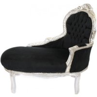 Casa Padrino Barock Kinder Chaiselongue Schwarz / Silber Mod2 - Barock Möbel