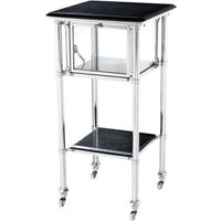 Casa Padrino Luxus Bar Trolley Servierwagen Edelstahl mit Glasfach und Granitplatten - Luxus Hotel & Restaurant Einrichtung Möbel Beistelltisch