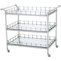 Casa Padrino Luxus Bar Trolley Servierwagen Edelstahl vernickelt - geschliffenes Glas - Luxus Hotel & Restaurant Einrichtung Möbel Serviertisch