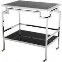 Casa Padrino Luxus Bar Trolley Servierwagen Edelstahl vernickelt / schwarzes Glas - Luxus Hotel & Restaurant Einrichtung Möbel Serviertisch