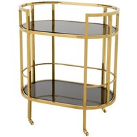 Casa Padrino Luxus Bar Trolley Servierwagen Edelstahl Gold / schwarzes Glas - Luxus Hotel & Restaurant Einrichtung Möbel
