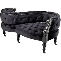 Casa Padrino Luxus Barock Doppel Sitzbank Schwarz / Schwarz Klavierlack - Doppelsofa - Luxury Collection