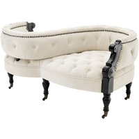 Casa Padrino Luxus Barock Doppel Sitzbank Creme / Schwarz Klavierlack - Doppelsofa - Luxury Collection