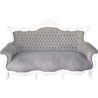 Casa Padrino Barock 3er Sofa Master Grau / Weià - Wohnzimmer Möbel Couch Lounge