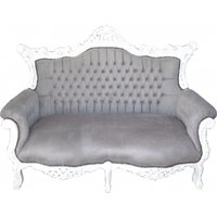 Casa Padrino Barock 2-er Sofa Master Grau / Weià - Antik Stil Wohnzimmer Möbel