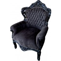 Casa Padrino Barock Sessel King Schwarz / Schwarz mit Bling Bling Glitzersteinen - Möbel Antik Stil