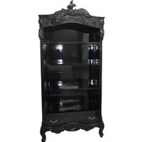 Casa Padrino Barock Bücherschrank Schwarz / Gold Hochglanz B 85 x H 190 cm Bücherregal Regal Schrank