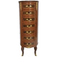 Casa Padrino Barock Kommode Mahagoni / Gold mit 7 Schubladen Rund - Antik Stil