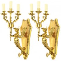Casa Padrino Barock Wandleuchten Set Gold - Wandlampe Wand Beleuchtung (2 Leuchten)