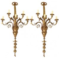 Casa Padrino Barock Wandleuchten Set Bronze Oxidiert Antik Stil - Wandlampe Wand Beleuchtung (2 Leuchten)