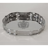 Casa Padrino Luxus Tablett Oval Massiv vernickelt 29 x 21 x 4 cm - Luxury Collection - 5 Sterne Gastronomie Einrichtung