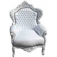 Casa Padrino Barock Sessel "King" Weià / Weià Lederoptik
