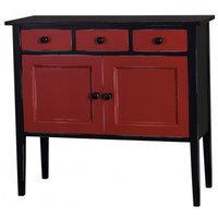 Casa Padrino Jugendstil Kommode 100cm Schwarz / Rot - Landhaus Stil Sideboard Schrank