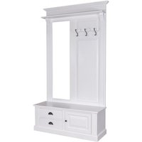 Casa Padrino Garderoben Schrank mit Spiegel, Schrankfach und Schubladen - Landhaus Stil Garderobe