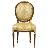 Casa Padrino Luxus Barock Esszimmer Stuhl Ludwig XV Gold Muster / Mahagoni Braun - Möbel