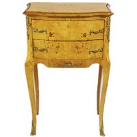 Casa Padrino Barock Kommode Vogelaugen Ahorn / Gold mit 2 Schubladen - Nachtschrank Antik Stil