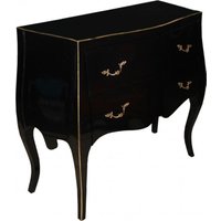 Casa Padrino Barock Luxus Kommode Schwarz Gold B 85 cm, H 78 cm, T 37 cm - Barock Möbel