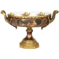 Casa Padrino Barock Porzellan Schale Bordeaux Rot / Gold B40 H37 cm - Grand Decor - Hotel Dekoration