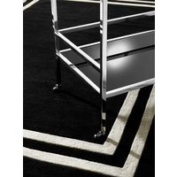 Wunderschöner Luxus Teppich von Casa Padrino aus 100% Neuseeland-Wolle, Schwarz/Weiss Linie, Samtweich - Hochwertige Qualität