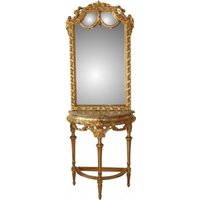 Casa Padrino Barock Spiegelkonsole in Gold mit Marmorplatte Mod4 - Antik Look