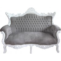 Casa Padrino Barock 2-er Sofa Master Grau / Weià mit Bling Bling Glitzersteinen - Antik Stil Wohnzimmer Möbel - Limited Edition