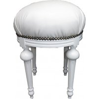 Casa Padrino Barock Sitzhocker - Rundhocker Weià Lederoptik / Weià - Barock Hocker Möbel