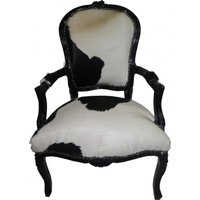 Casa Padrino Barock Salon Kuhfell Schwarz-WeiØ / Schwarz - Möbel Antik Stil