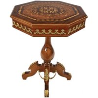 Casa Padrino Barock Beistelltisch Mahagoni Intarsien H75 x 65cm - Ludwig XVI Antik Stil Tisch - Möbel
