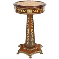 Casa Padrino Barock Beistelltisch Mahagoni Intarsien H110 x 55cm - Ludwig XVI Antik Stil Tisch - Möbel