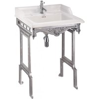 Casa Padrino Jugendstil Stand Waschtisch WeiØ / Silber - Barock Waschbecken Barockstil Antik Stil