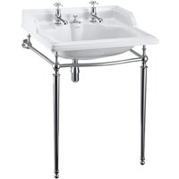 Casa Padrino Art Deco Stand Waschtisch WeiØ / Chrom mit 2 Hahnlöchern - Jugendstil Waschbecken Barock Antik Stil