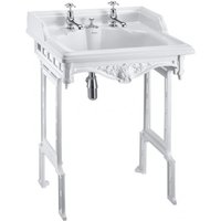 Casa Padrino Jugendstil Stand Waschtisch WeiØ / WeiØ mit 2 Hahnlöchern - Barock Waschbecken Barockstil Antik Stil