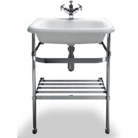 Casa Padrino Jugendstil Stand Waschtisch Naturstein Weià / Edelstahl B 65cm - Art Deco Waschbecken Barock Antik Stil