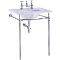 Casa Padrino Luxus Jugendstil Stand Waschtisch Weià / Chrom mit Marmorplatte B 65cm - Art Deco Waschbecken Barock Antik Stil