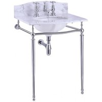 Casa Padrino Luxus Jugendstil Stand Waschtisch Weià / Chrom mit Marmorplatte B 65cm mit Spritzschutz hinten - Art Deco Waschbecken Barock Antik Stil