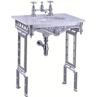 Casa Padrino Luxus Jugendstil Stand Waschtisch Weià / Aluminium mit Marmorplatte - Barock Waschbecken Barockstil Antik Stil