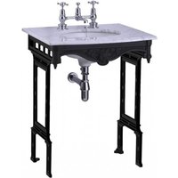 Casa Padrino Luxus Jugendstil Stand Waschtisch Weià / Schwarz mit Marmorplatte - Barock Waschbecken Barockstil Antik Stil