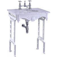 Casa Padrino Luxus Jugendstil Stand Waschtisch Weià / Weià mit Marmorplatte - Barock Waschbecken Barockstil Antik Stil