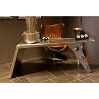 Casa Padrino Luxus Designer Schreibtisch Aviator Desk Aluminium Flugzeug Flügel Art Deco Vintage Plane