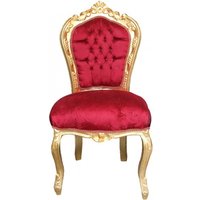 Casa Padrino Barock Esszimmer Stuhl Bordeaux / Gold ohne Armlehnen - Antik Möbel