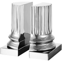 Casa Padrino Luxus Bücherstützen Set Säulen Nickel Finish - Bücherstütze - Book End Buchstützen