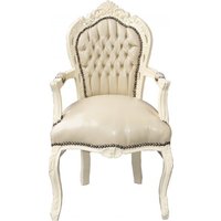 Casa Padrino Barock Esszimmerstuhl mit Armlehnen Creme / Creme