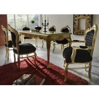 Casa Padrino Barock Esszimmer Set Schwarz/Gold - Esstisch + 6 Stühle - Möbel Antik Stil