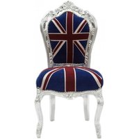 Casa Padrino Barock Esszimmer Stuhl Union Jack / Silber - Möbel Antik Stil