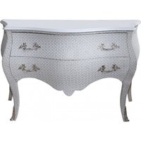 Casa Padrino Barock Kommode WeiØ / Glitzerlook 130 cm Mod3 - Möbel Schrank Sideboard - Limited Edition